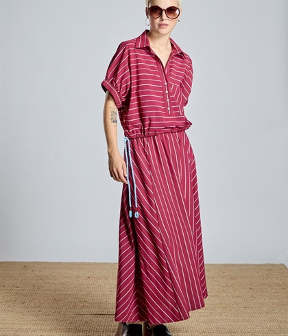 Falda Alba Conde 2201-601-41 larga de rayas granate. - Imagen 1