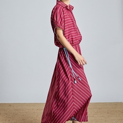 Falda Alba Conde 2201-601-41 larga de rayas granate. - Imagen 2