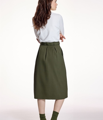 FALDA Alba Conde 5206 MIDI DETALLE PLIEGES VERDE - Imagen 2