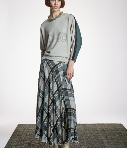 FALDA Alba Conde 6201 LARGA FLUIDA GRIS - Imagen 1