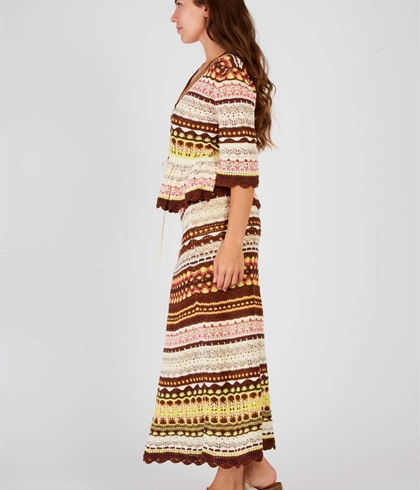 Falda Derhy ADRINA crochet marrones. - Imagen 2