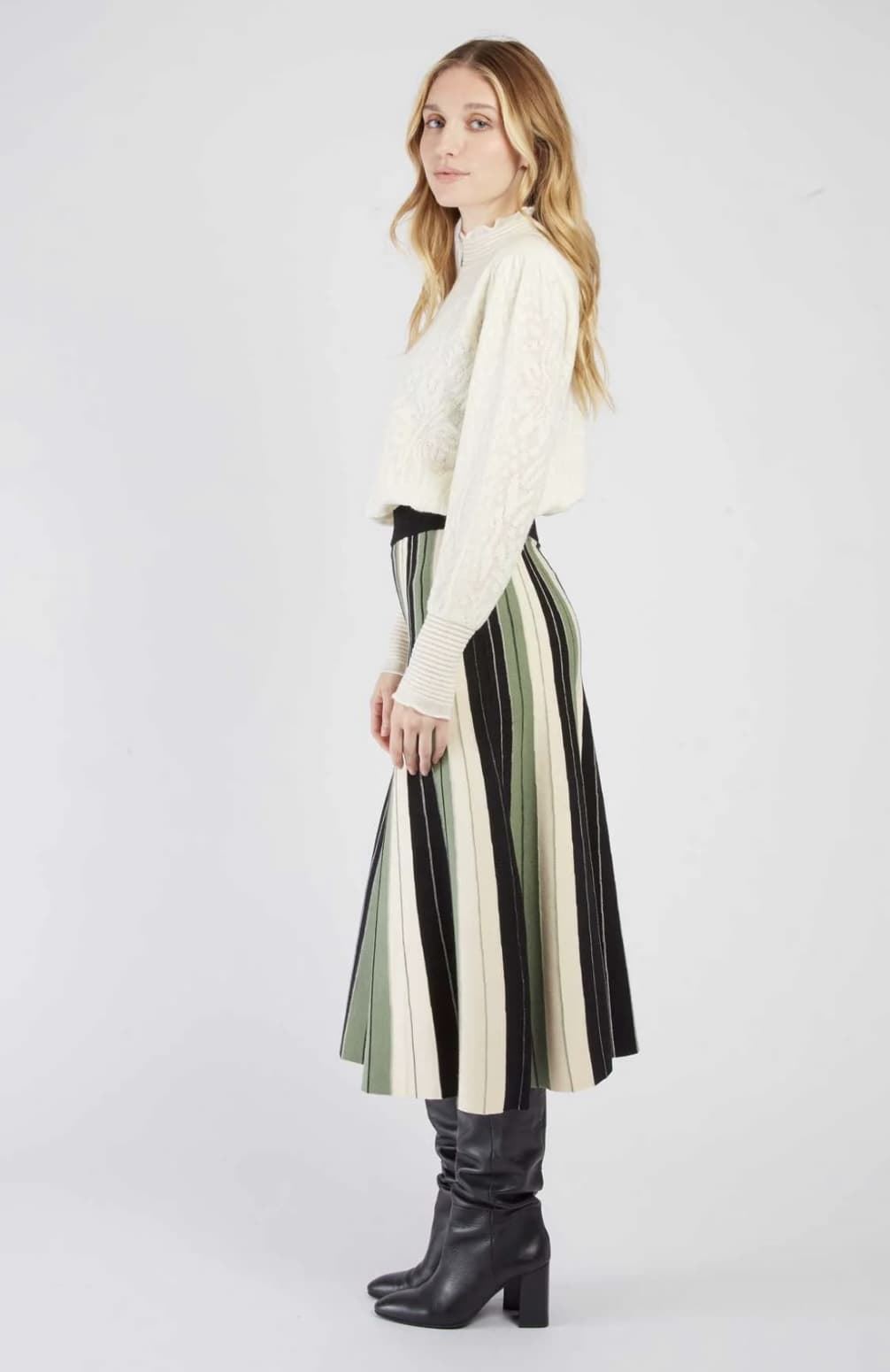 Falda Derhy JEANNE JUPE  rayas Verde - Imagen 1