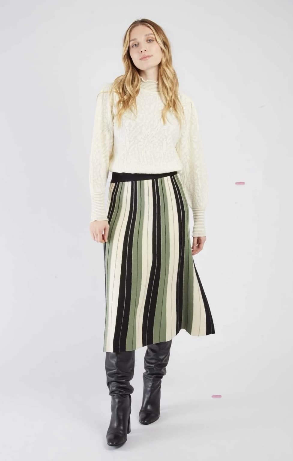 Falda Derhy JEANNE JUPE  rayas Verde - Imagen 4