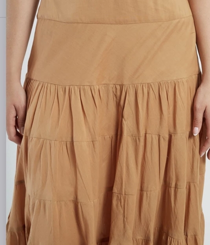 Falda Derhy LARGA DE ALGODÓN LISO DAHLIA beige camel - Imagen 2