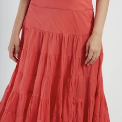 Falda Derhy LARGA DE ALGODÓN LISO DAHLIA rojo coral - Imagen 1