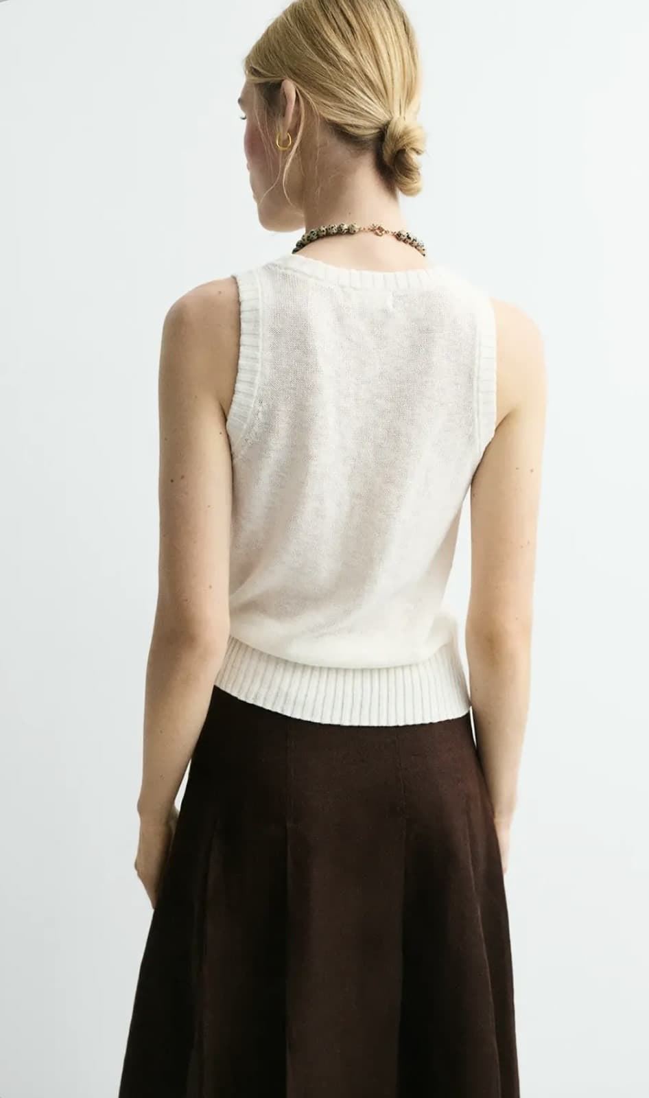 Falda ese O ese RANIA  lino marrón chocolate - Imagen 4