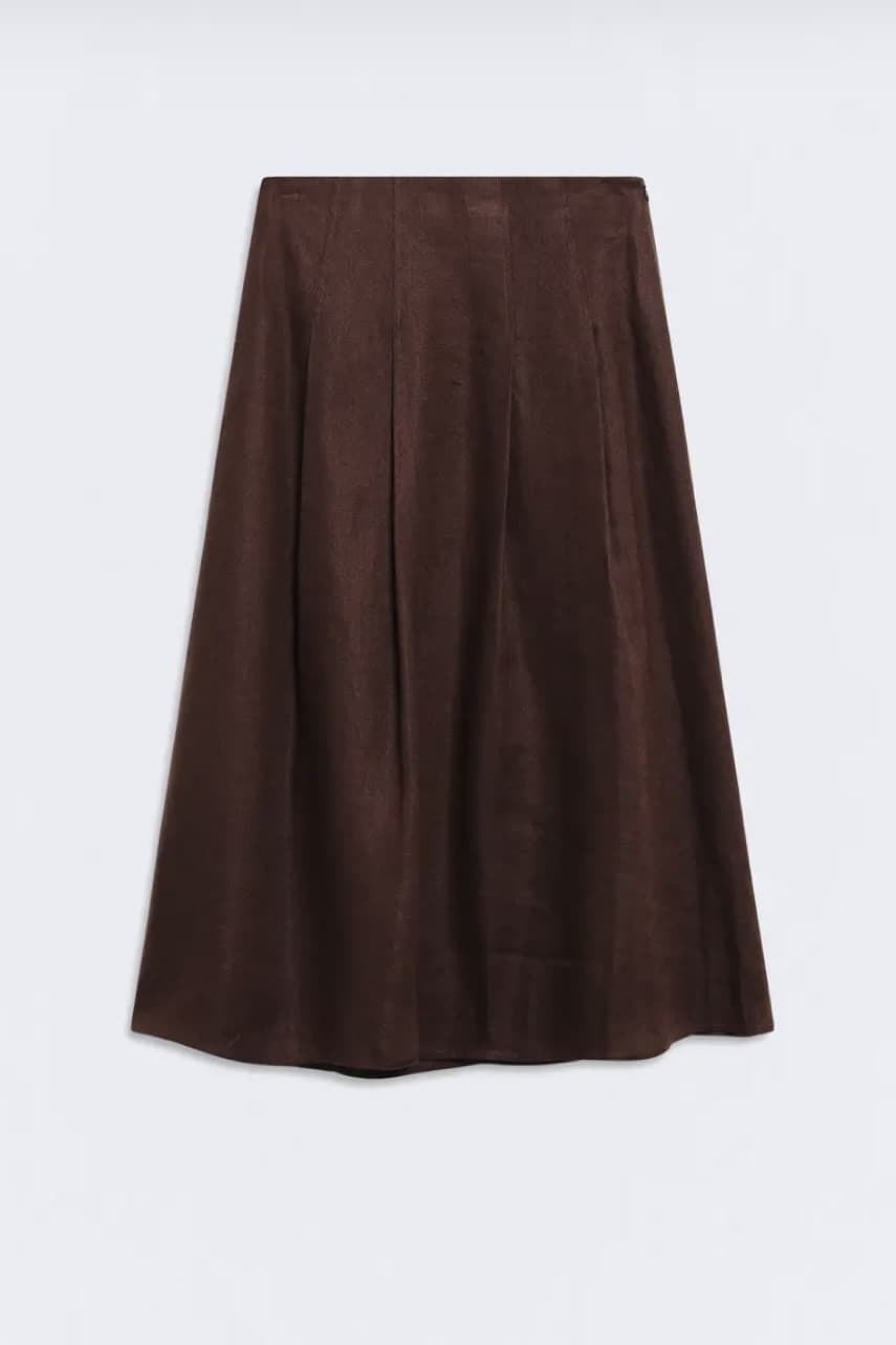 Falda ese O ese RANIA  lino marrón chocolate - Imagen 5