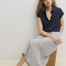 Falda ese O ese RIVIERA en blanco rayas azul marino - Imagen 1