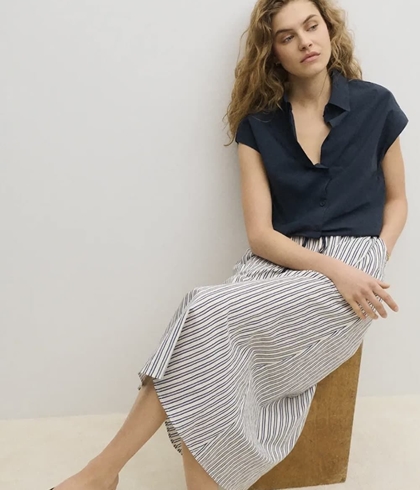 Falda ese O ese RIVIERA en blanco rayas azul marino - Imagen 1