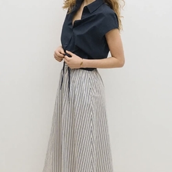 Falda ese O ese RIVIERA en blanco rayas azul marino - Imagen 2