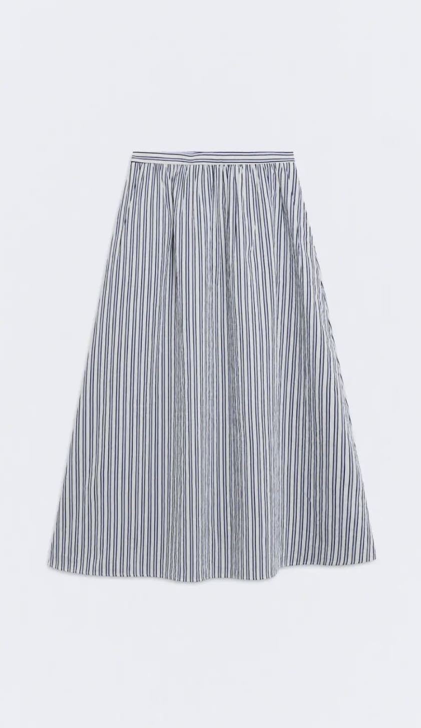 Falda ese O ese RIVIERA en blanco rayas azul marino - Imagen 3