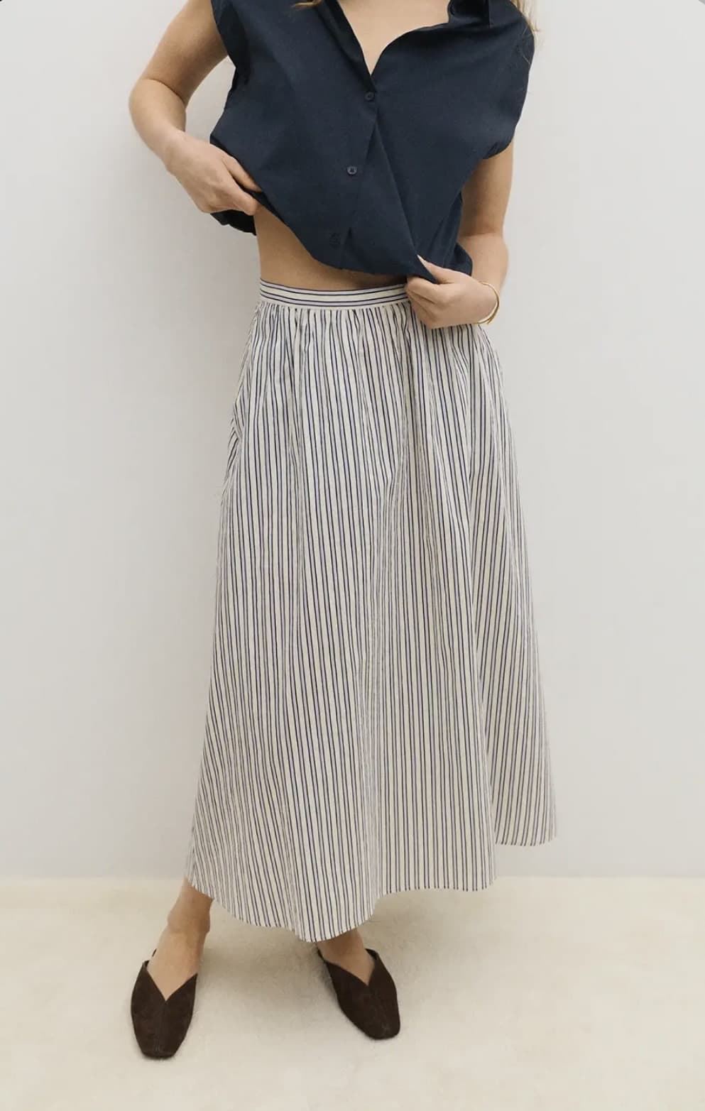 Falda ese O ese RIVIERA en blanco rayas azul marino - Imagen 4