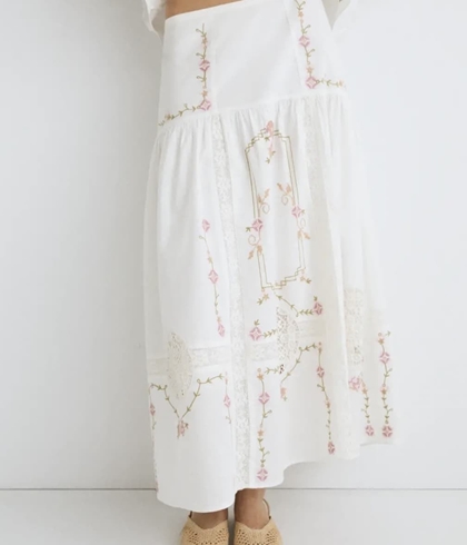 Falda ese O ese  TERESINHA algodón blanca - Imagen 1