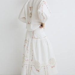 Falda ese O ese TERESINHA algodón blanca - Imagen 2