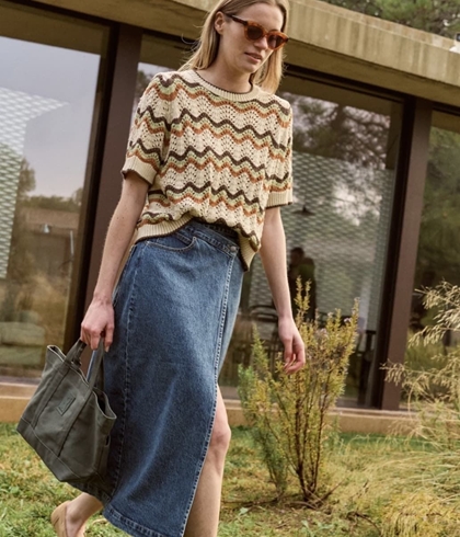 Falda Indi & Cold BB331 CINTURILLA CRUZADA vaquera azul - Imagen 2