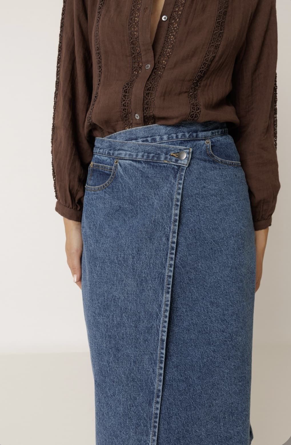 Falda Indi & Cold BB331 CINTURILLA CRUZADA vaquera azul - Imagen 4