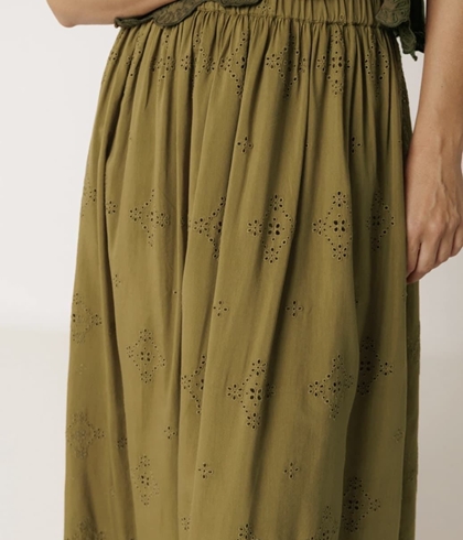 Falda Indi & Cold  MC167 FALDA MIDI BORDADA khaki - Imagen 1