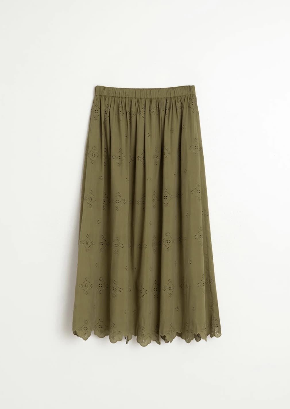 Falda Indi & Cold  MC167 FALDA MIDI BORDADA khaki - Imagen 3