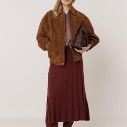 FALDA IndI & Cold MO142 midi canalé cashmere Berenjena - Imagen 1