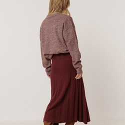 FALDA IndI & Cold MO142 midi canalé cashmere Berenjena - Imagen 2