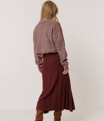 FALDA IndI & Cold MO142 midi canalé cashmere Berenjena - Imagen 2