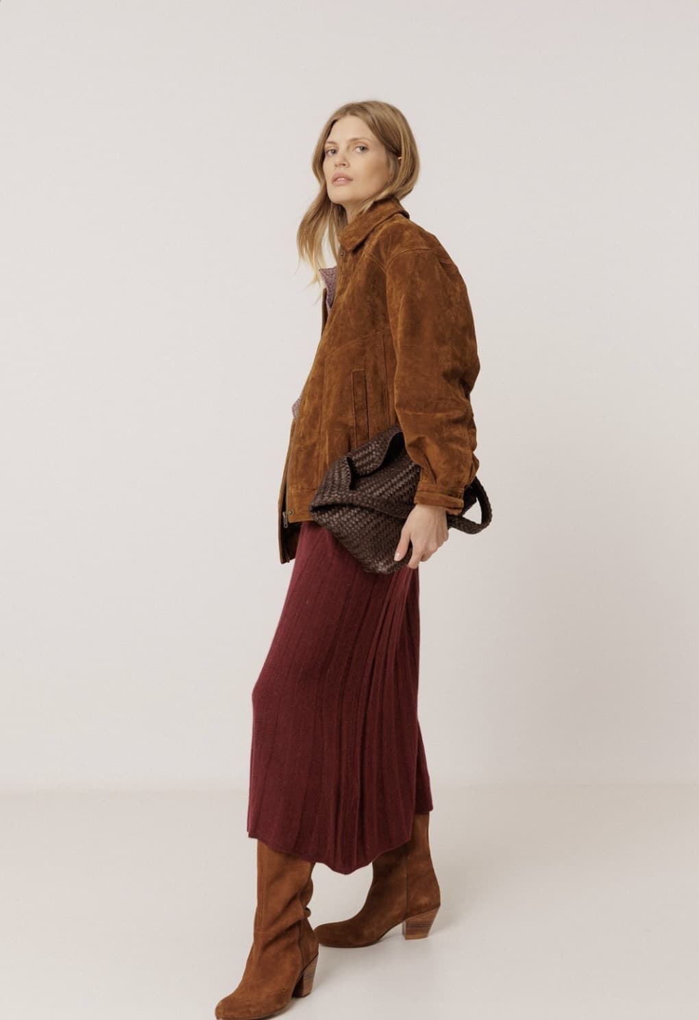 FALDA IndI & Cold MO142 midi canalé cashmere Berenjena - Imagen 3