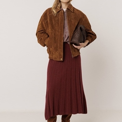 FALDA Indi & Cold REF. MO542 Midi Canalé cashmere Berenjena - Imagen 1