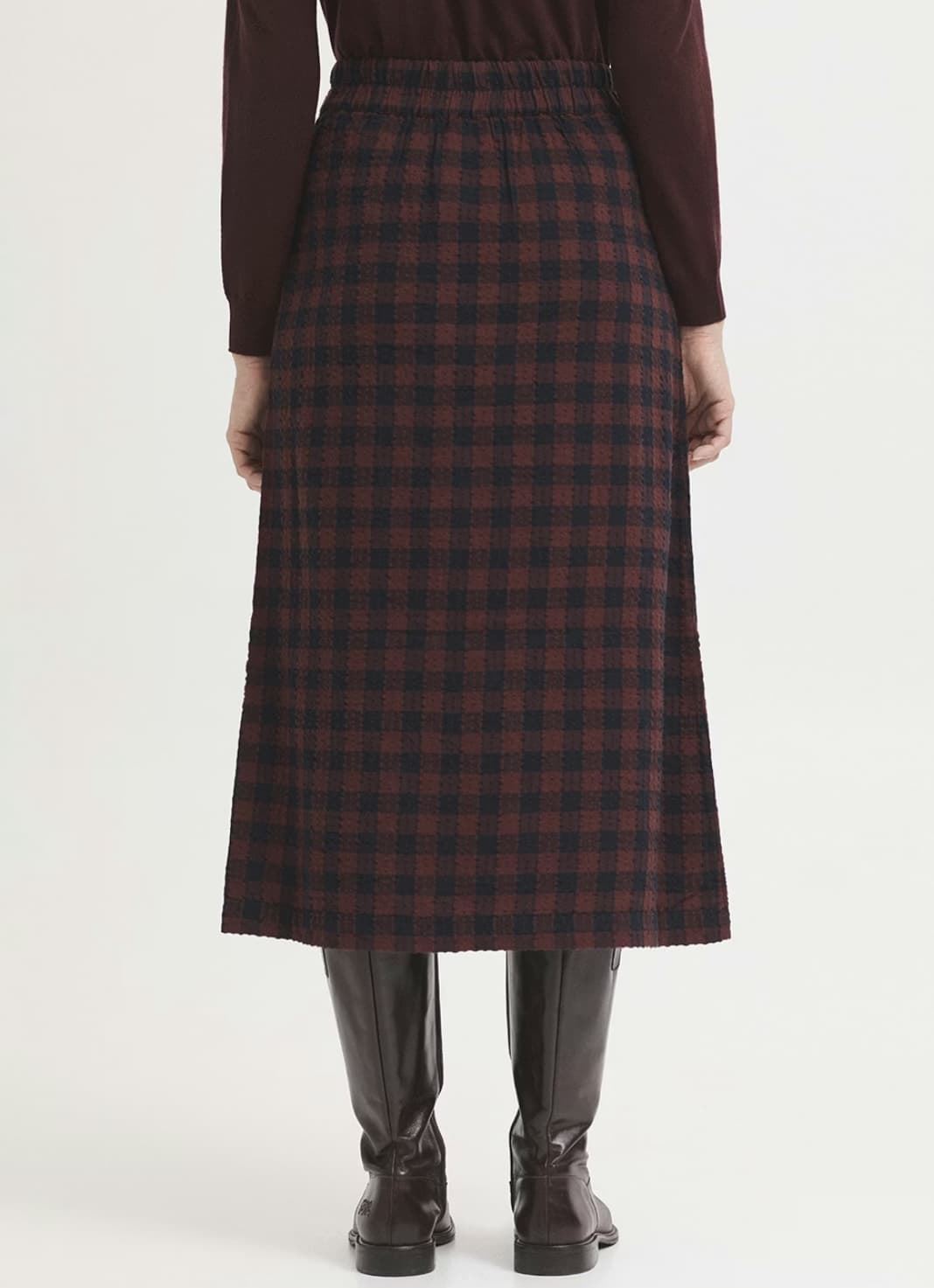 Falda nice things cuadros seersucker marrón / marino - Imagen 4