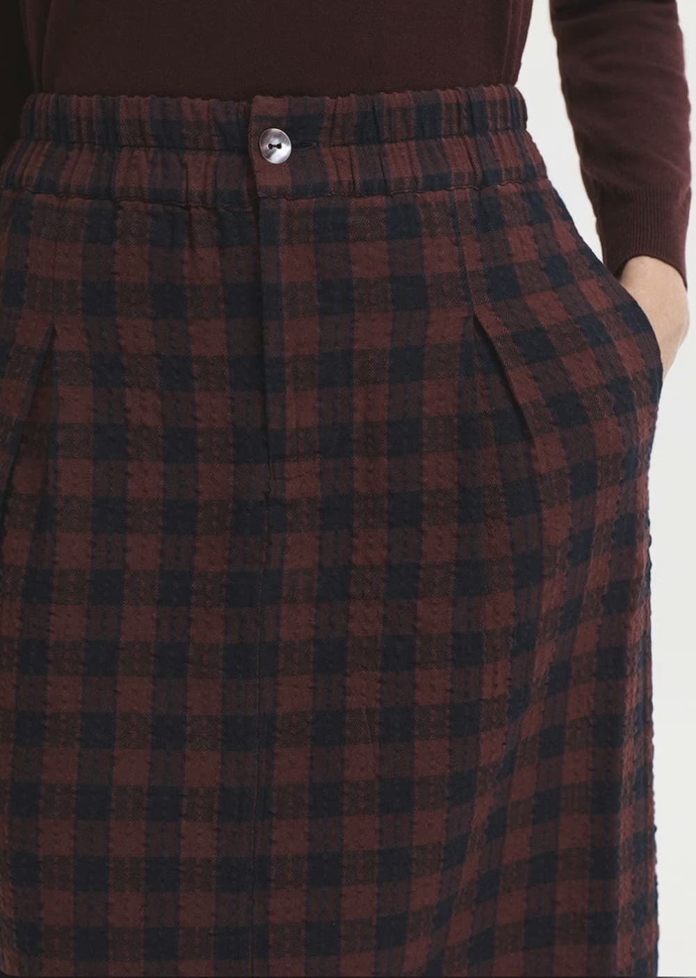 Falda nice things cuadros seersucker marrón / marino - Imagen 1