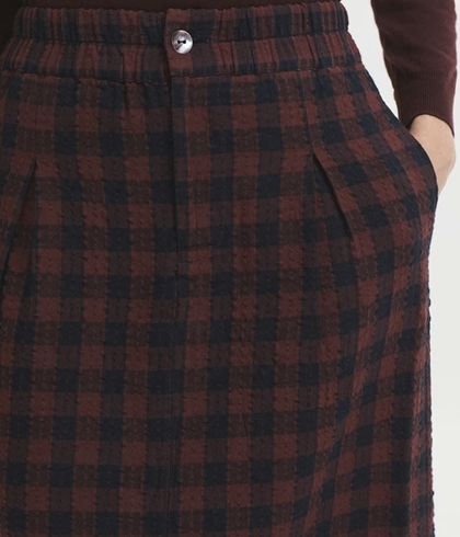 Falda nice things cuadros seersucker marrón / marino - Imagen 1