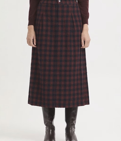 Falda nice things cuadros seersucker marrón / marino - Imagen 2