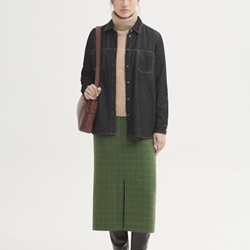 Falda nice things de cuadros efecto arrugado verde - Imagen 1