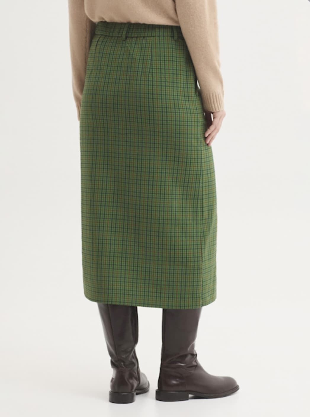 Falda nice things de cuadros efecto arrugado verde - Imagen 2