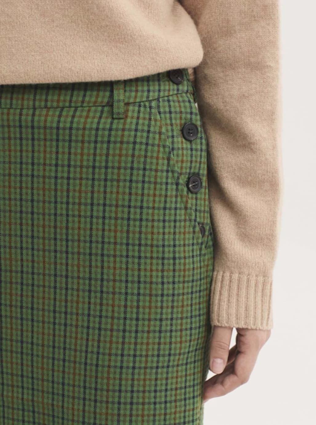 Falda nice things de cuadros efecto arrugado verde - Imagen 3