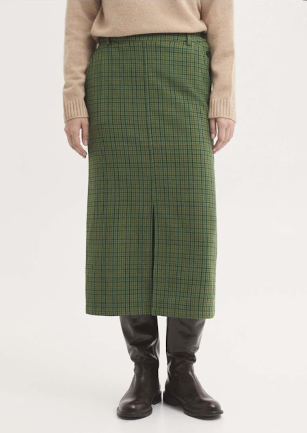 Falda nice things de cuadros efecto arrugado verde - Imagen 4