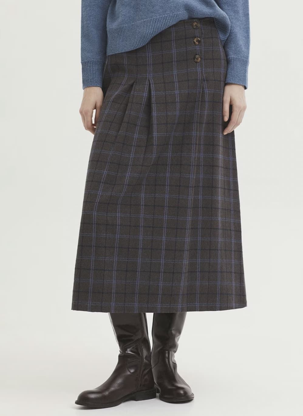 Falda Nice Things pliegues de cuadros grises azules - Imagen 1