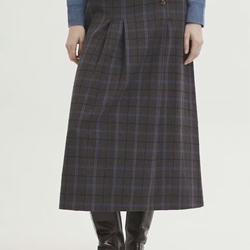 Falda Nice Things pliegues de cuadros grises azules - Imagen 1