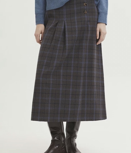 Falda Nice Things pliegues de cuadros grises azules - Imagen 1