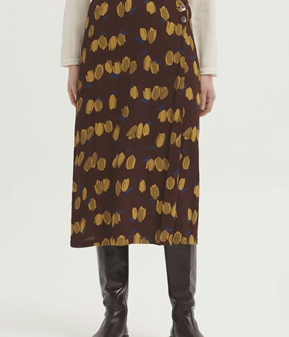 Falda nice things Tulips marrones amarillos - Imagen 1