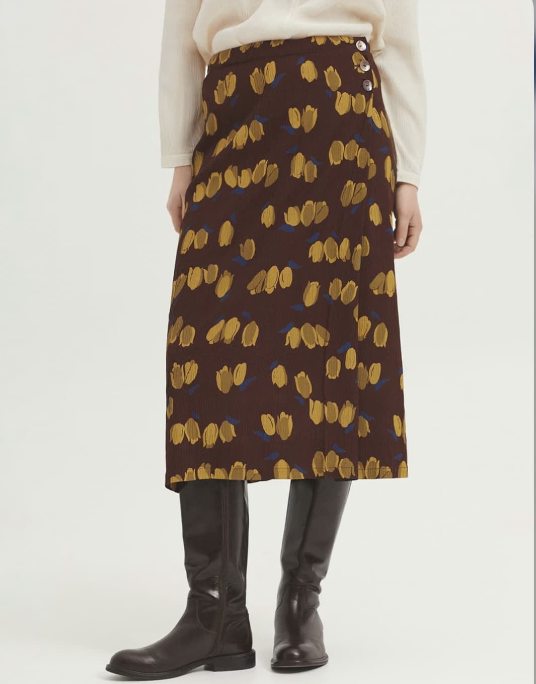 Falda nice things Tulips marrones amarillos - Imagen 3