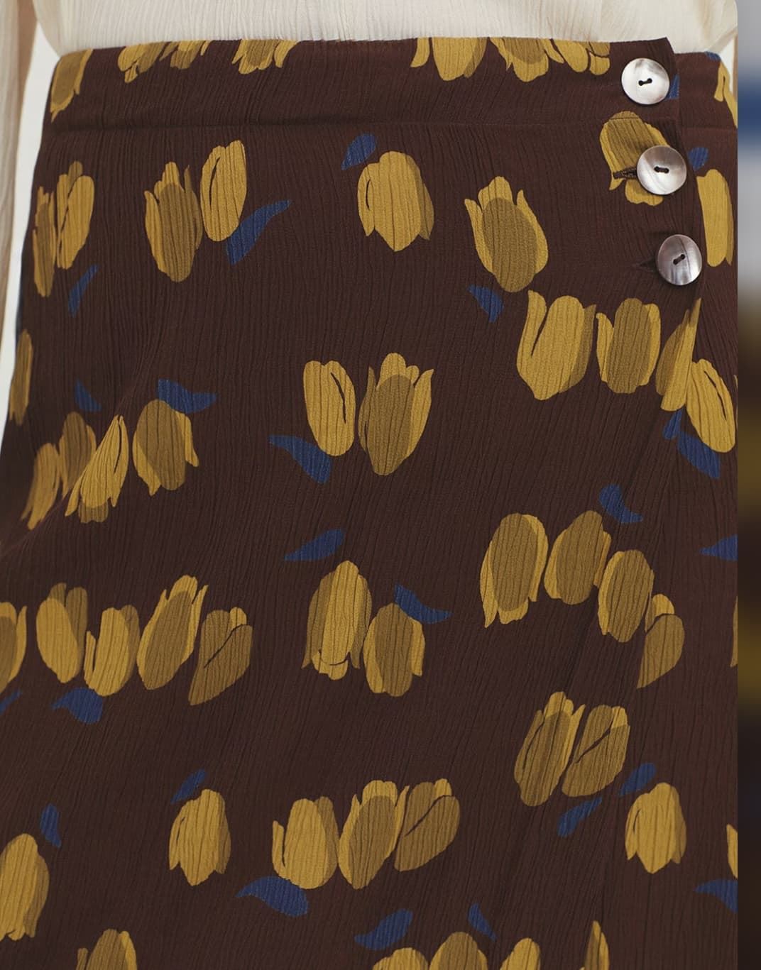 Falda nice things Tulips marrones amarillos - Imagen 4