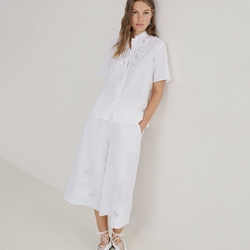 FALDA PANTALÓN YERSE 44891 ALGODÓN Y LINO BORDADO FLORES - Imagen 1