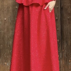 Falda vestir midi relieve vuelo rojo - Imagen 2