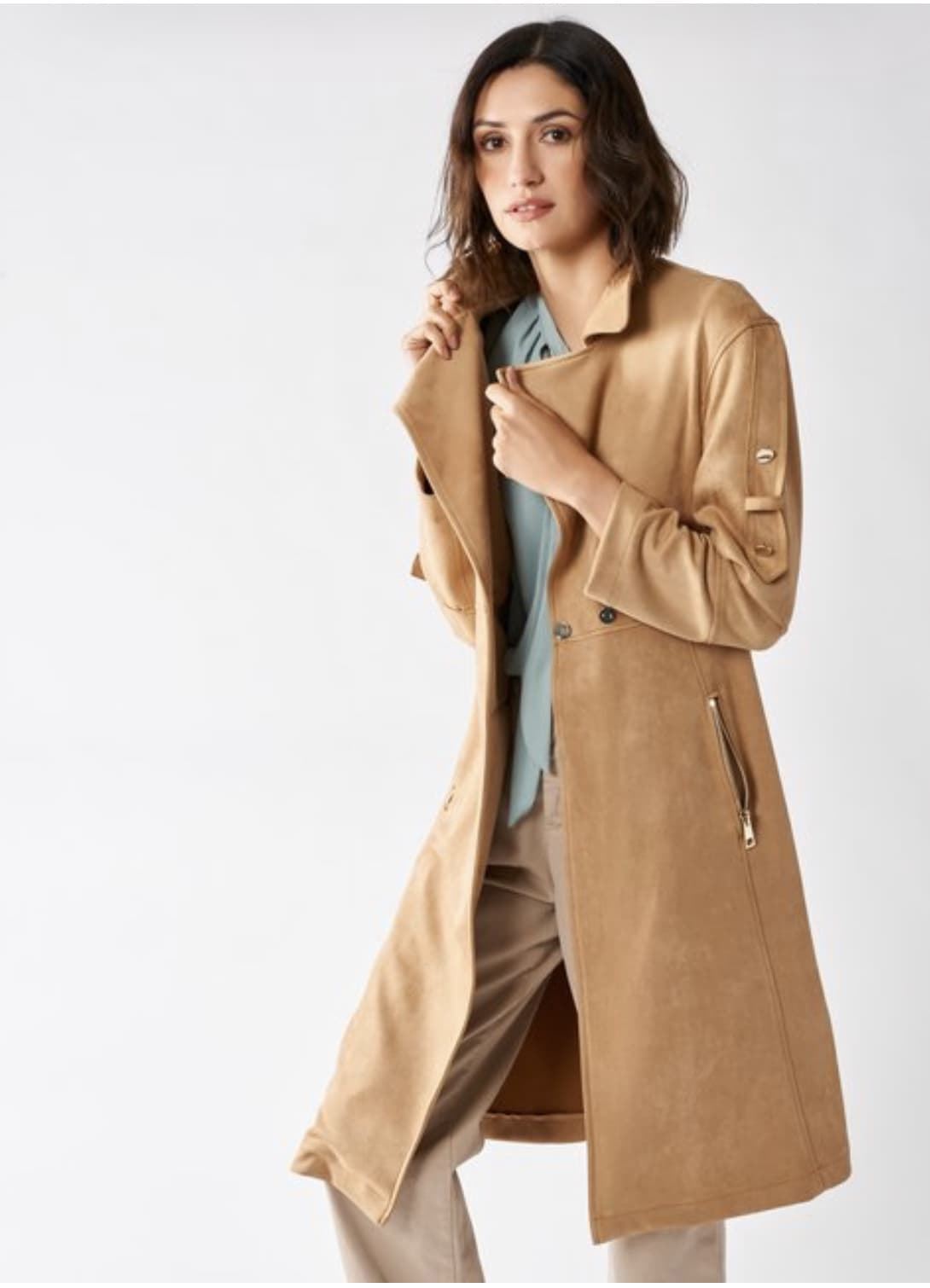 Gabardina larga camel Rinascimento - Imagen 4