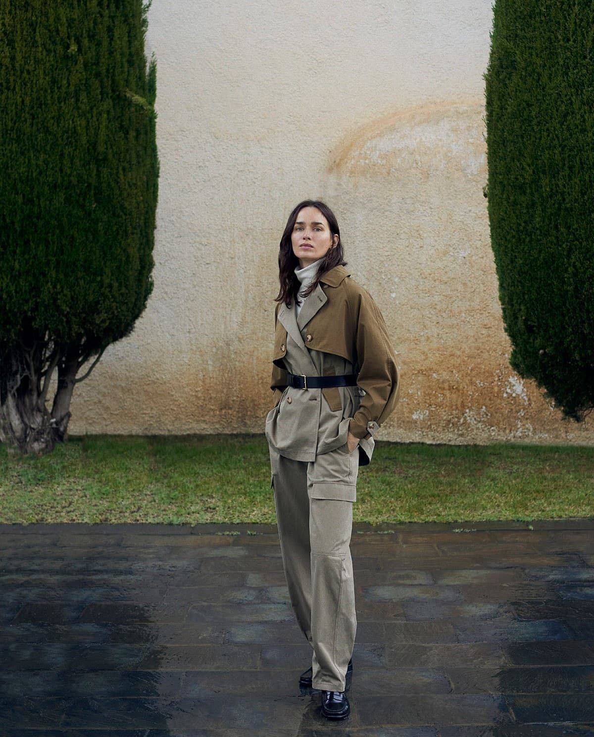 GABARDINA Yerse  CORTA IMPERMEABLE CAQUI - Imagen 1