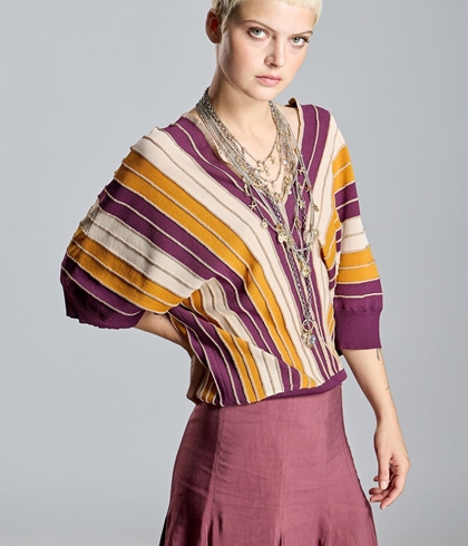 Jersei Alba Conde 2838-583-82 rayas multicolor ocres burdeos - Imagen 1