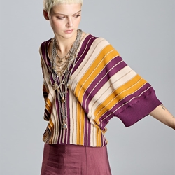 Jersei Alba Conde 2838-583-82 rayas multicolor ocres burdeos - Imagen 2