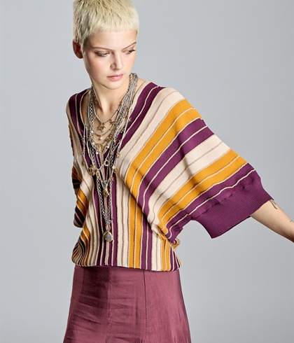 Jersei Alba Conde 2838-583-82 rayas multicolor ocres burdeos - Imagen 2