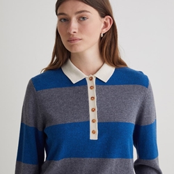 Jersey 43512  MEZCLA LANA CUELLO POLO RAYAS AZULES - Imagen 1