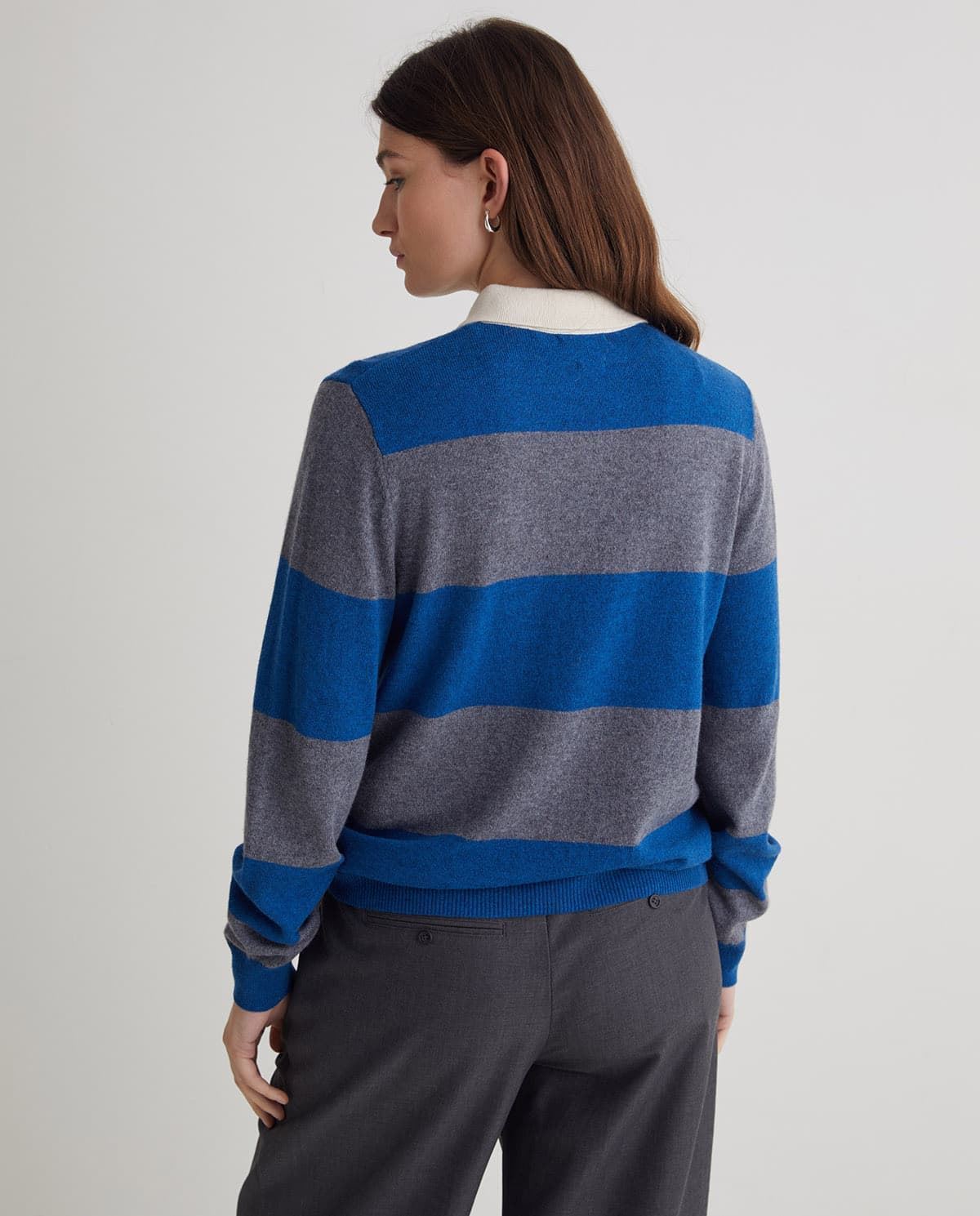 Jersey 43512  MEZCLA LANA CUELLO POLO RAYAS AZULES - Imagen 3